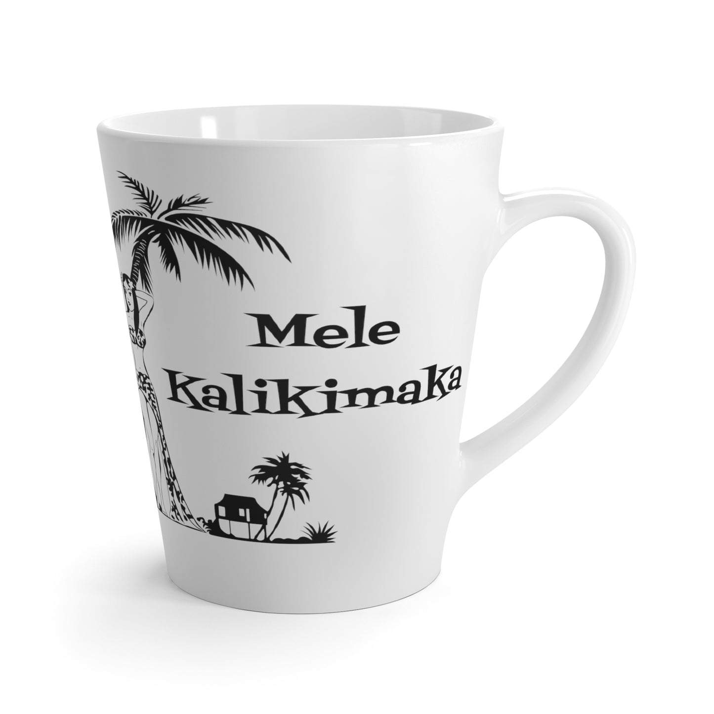 Mele Kalikimaka Hawaiian Girl Atomic Mid Century Retro Christmas Latte Mug