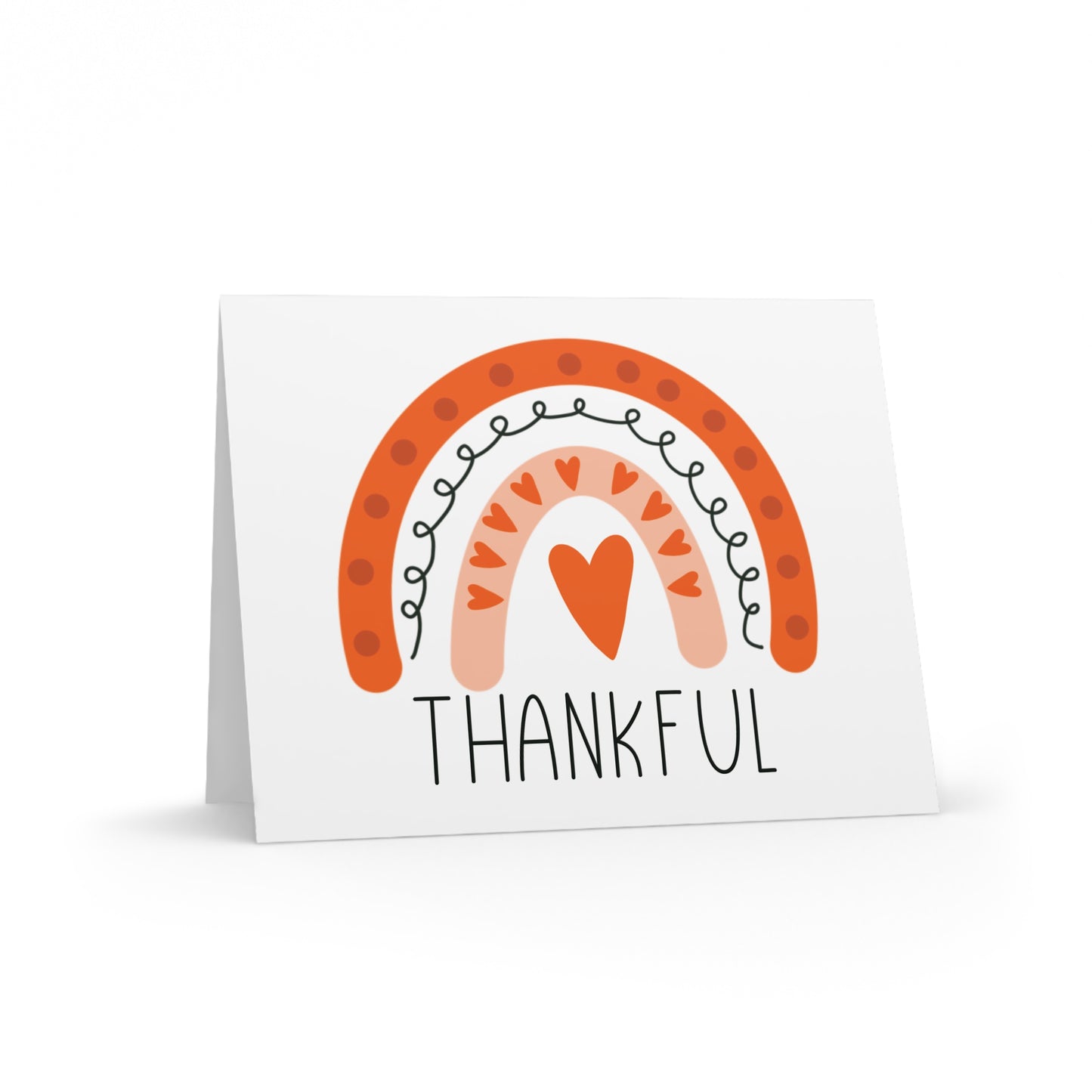 Thankful Boho Rainbow Retro Style Friendsgiving Thanksgiving Thank You Matte Greeting Cards (8, 16, and 24 pcs)