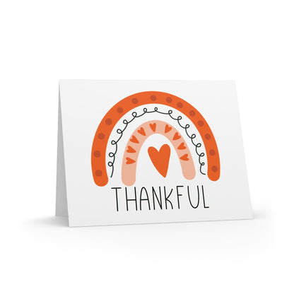 Thankful Boho Rainbow Retro Style Friendsgiving Thanksgiving Thank You Matte Greeting Cards (8, 16, and 24 pcs)