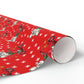 Christmas Mouse On Scooter Stars Red Mid Century Retro Christmas Print Holiday Gift Wrap Paper - Glossy Or Matte