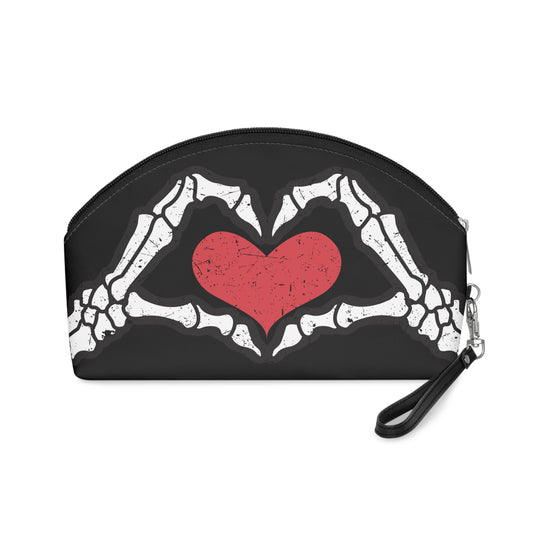 Skeleton Heart Hands Black Halloween Travel Cosmetic Makeup Bag