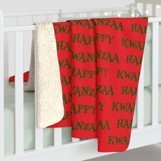 Happy Kwanzaa Atomic Mid Century Retro Style Kwanzaa Sherpa Fleece Blanket