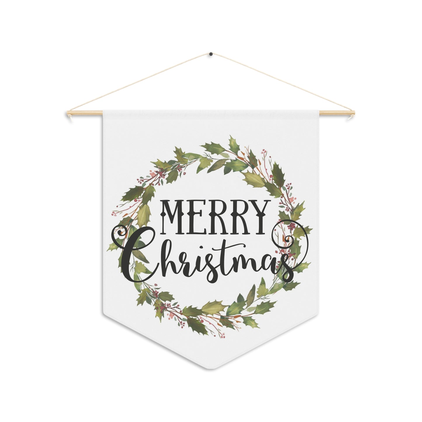 Merry Christmas Wreath Christmas Retro Christmas Print Wall Hanging Banner Flag