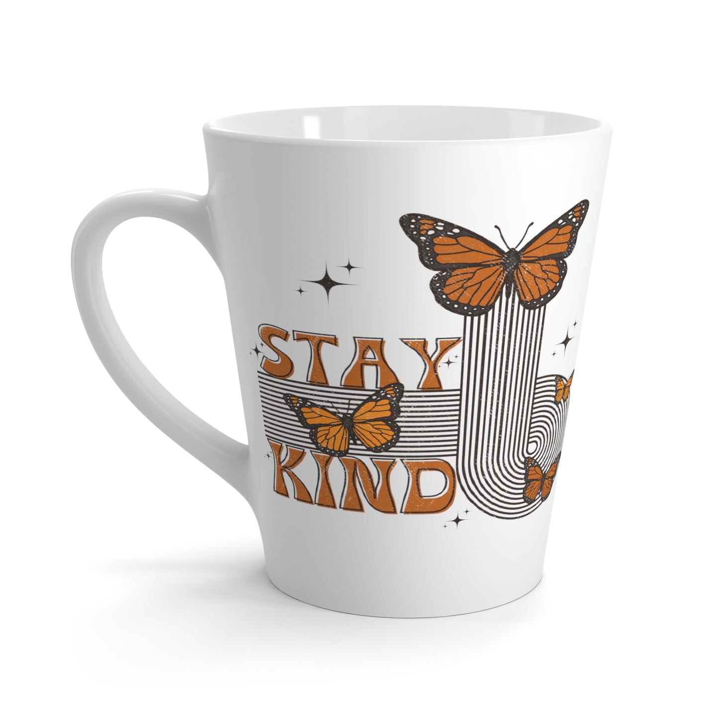 Stay Kind Buttterfly Print Latte Coffee Mug