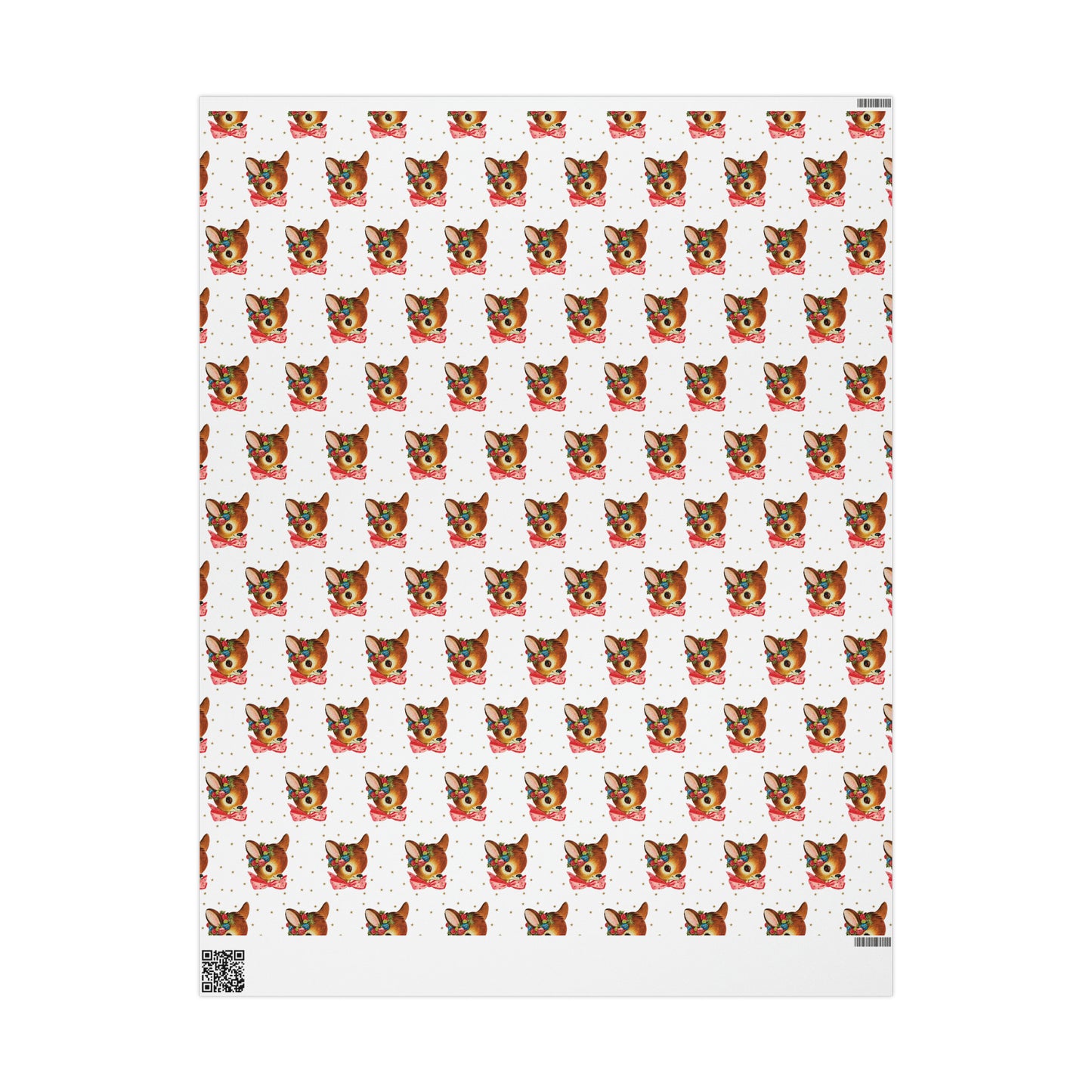 Reindeer Gold Stars Mid Century Retro Christmas Print Holiday Gift Wrap Paper - Glossy Or Matte