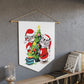 Santa Christmas Cats Decorating Tree Mid Century Retro Christmas Print Wall Hanging Banner Flag