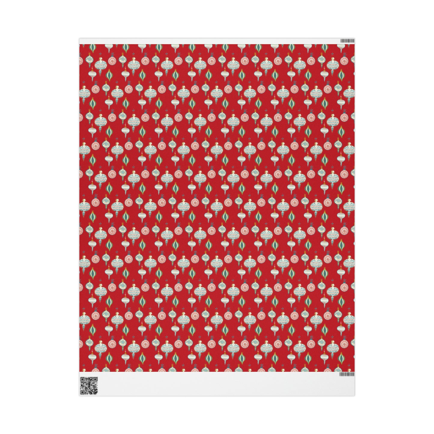 Greetings Christmas Ornaments Red Retro Christmas Style Gift Wrap Paper - Glossy Or Matte