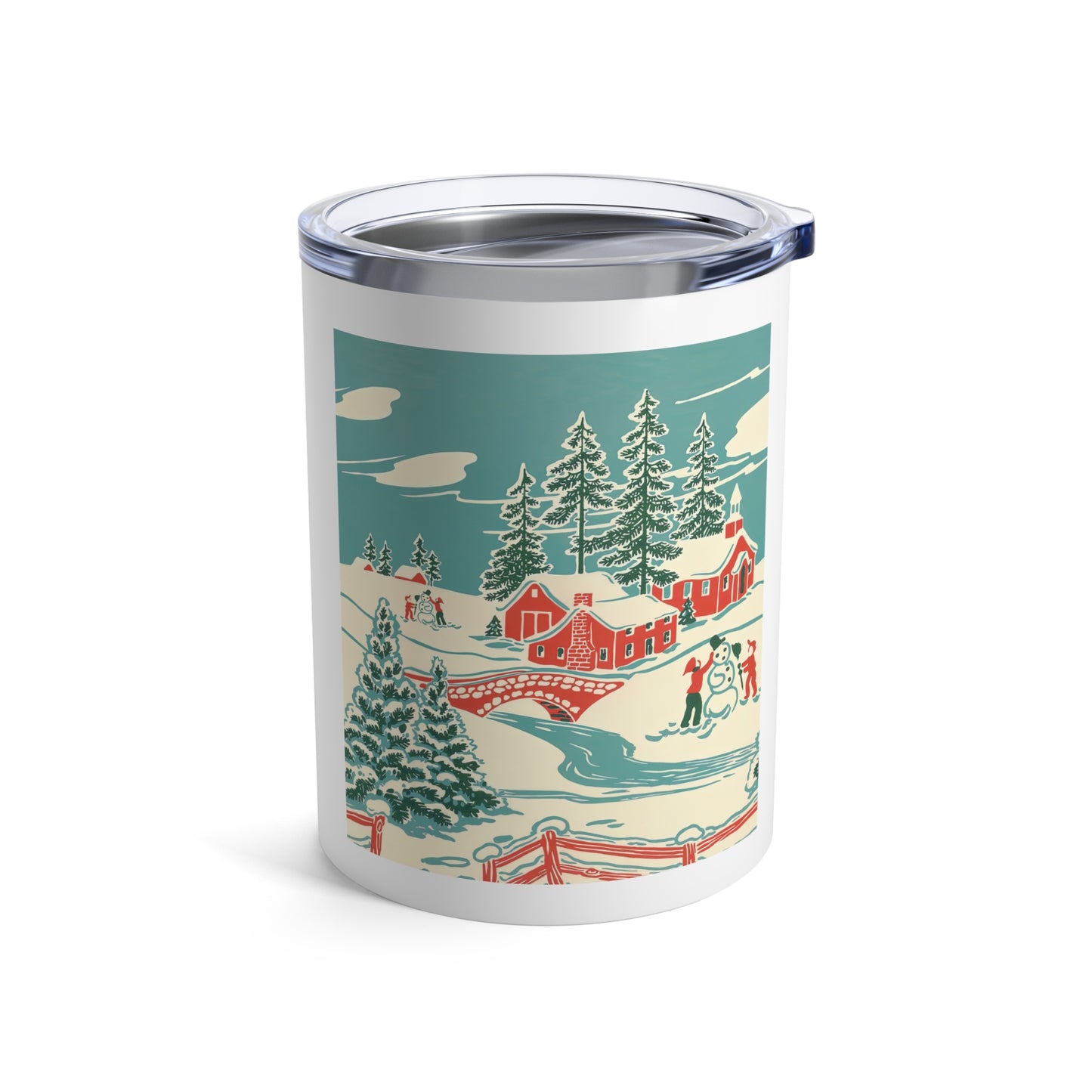 Winter Village Town Retro Christmas Print Stainless Steel Tumbler 10oz