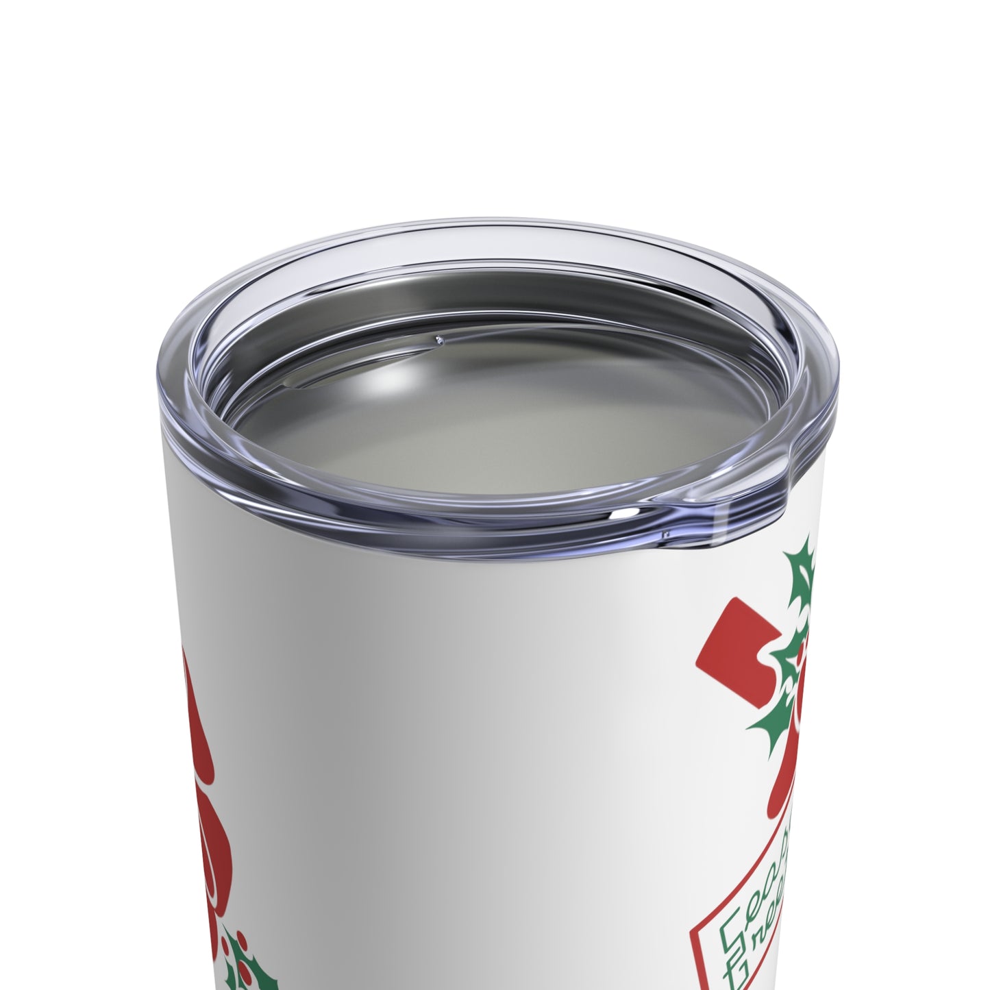 Season's Greetings Christmas Bow And Holly Retro Mid Century Christmas Print Stainless Steel Tumbler 10oz