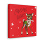 Christmas Wishes Cute Reindeer Mid Century Retro Christmas Canvas Gallery Wrap