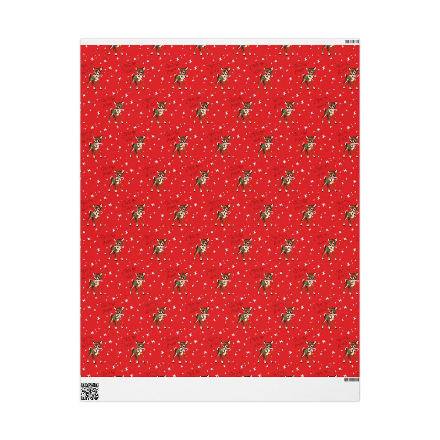 Christmas Wishes Reindeer With Candy Cane Red Mid Century Retro Christmas Print Holiday Gift Wrap Paper - Glossy Or Matte