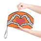 Skeleton Heart Hands Orange Halloween Travel Cosmetic Makeup Bag