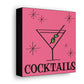 Martini Cocktails Mid Century Retro Design Pink Canvas Gallery Wrap