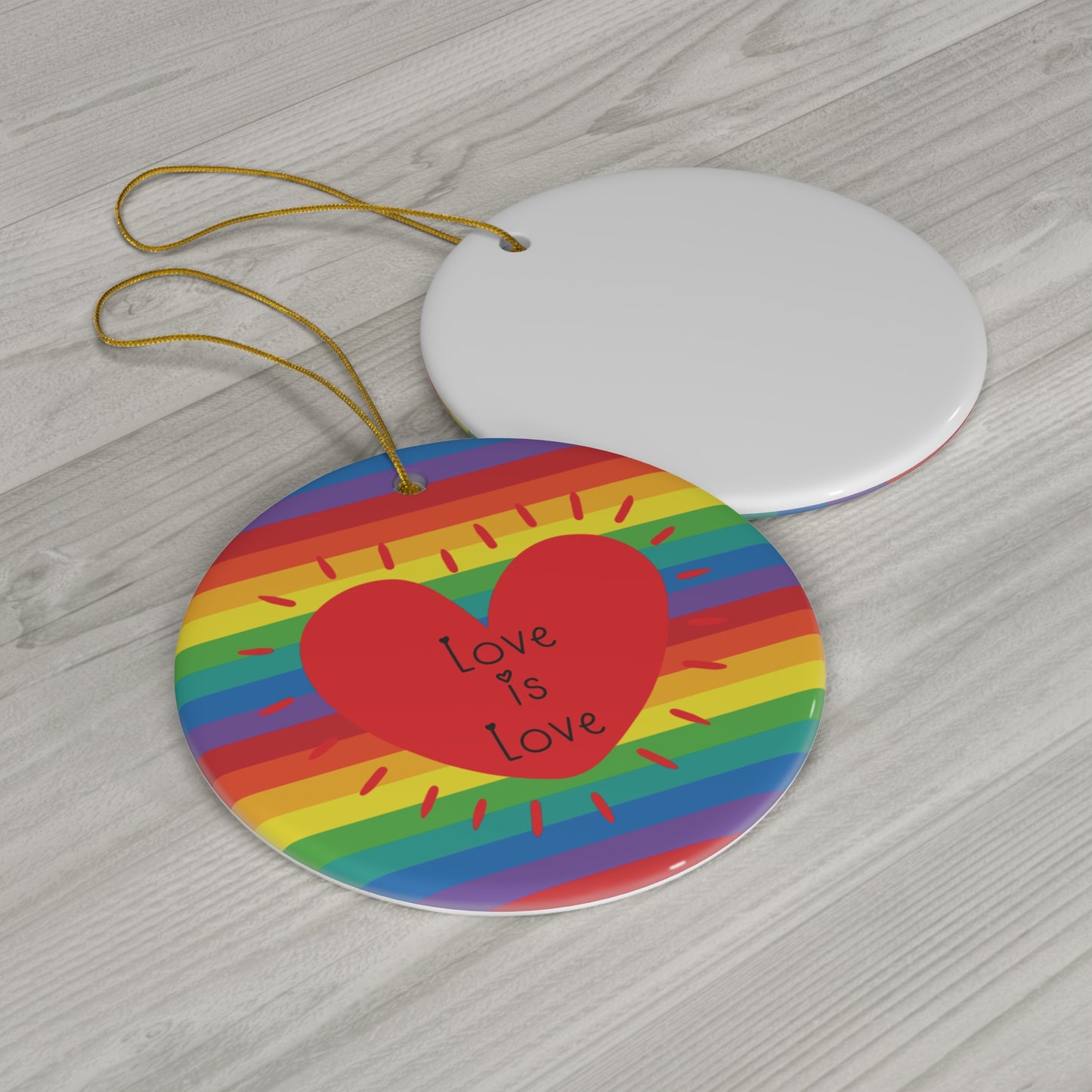 Love Is Love Rainbow Pride Ceramic Ornament