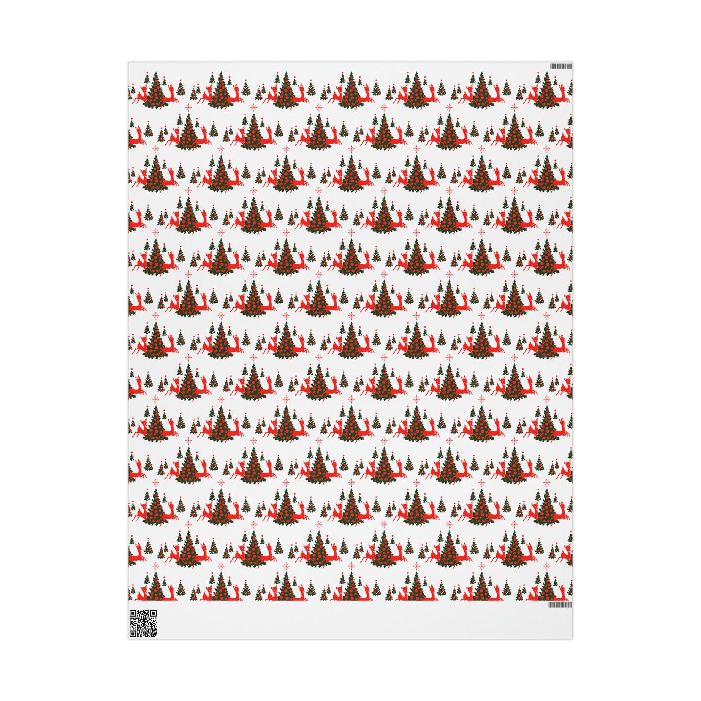 Red Reindeer Christmas Trees Mid Century Retro Christmas Print Holiday Gift Wrap Paper - Glossy Or Matte