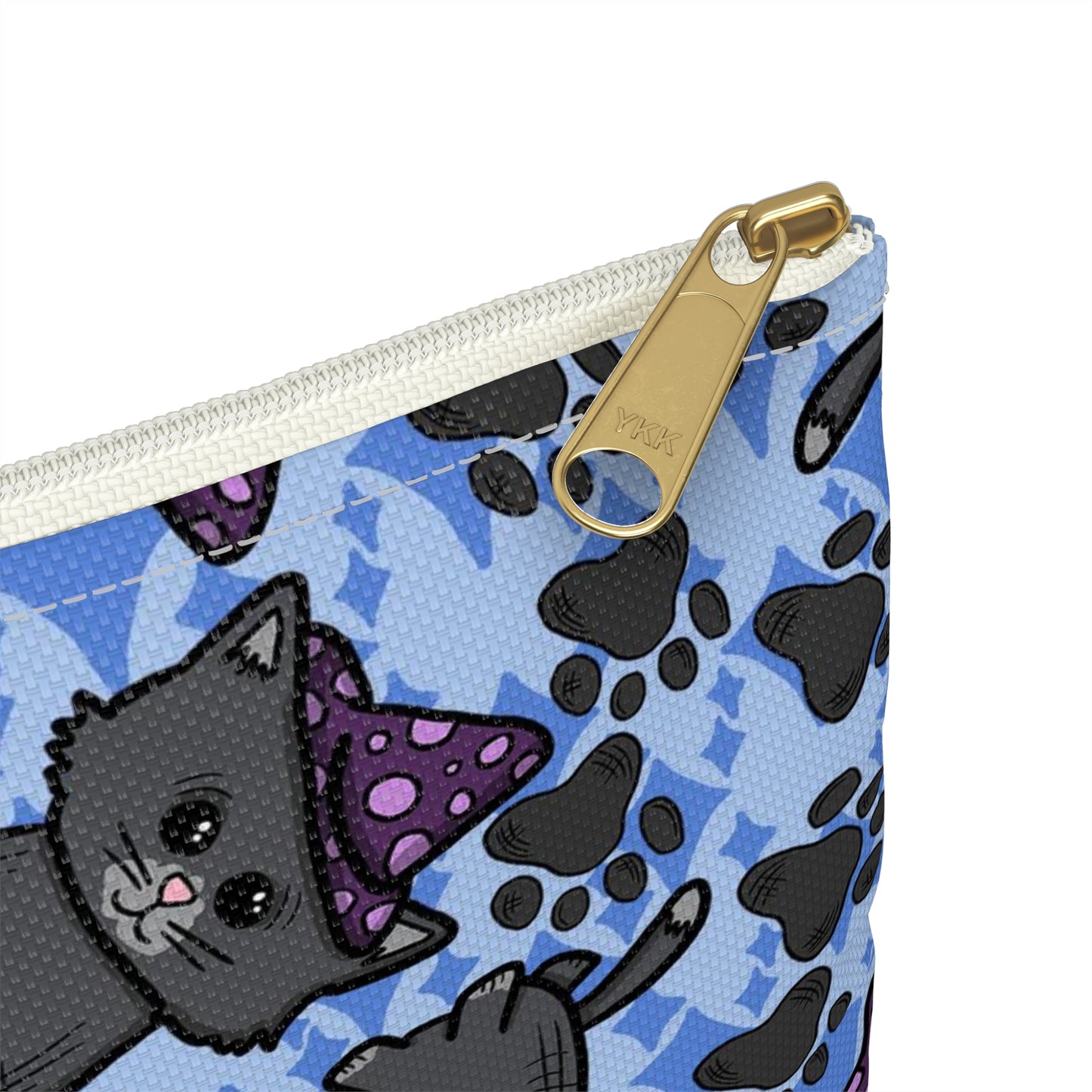 Witchy Kitties Blue Halloween Print Polyester Accessory Pouch Travel Bag