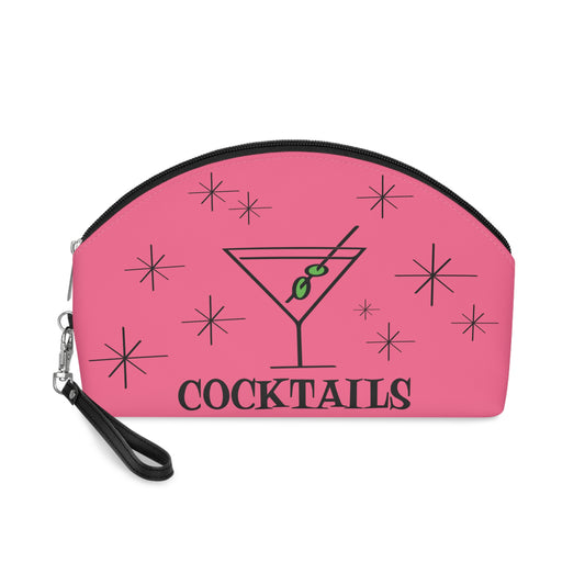 Martini Cocktails Atomic Pink Mid Century Retro Style Cosmetic Makeup Travel Bag