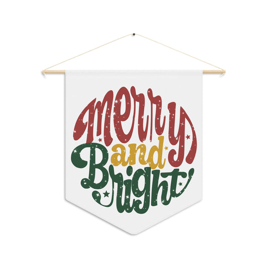 Merry And Bright Christmas Wall Hanging Banner Flag