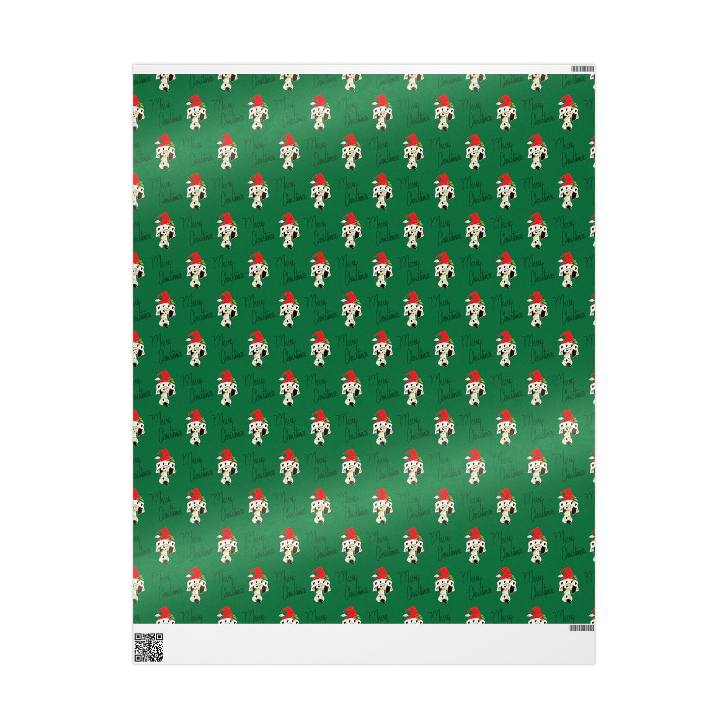 Merry Christmas Dalmation In A Santa Hat Mid Century Retro Christmas Print Holiday Gift Wrap Paper - Glossy Or Matte