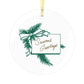 Season's Greetings Pine Mid Century Retro Christmas Print Glass Ornament