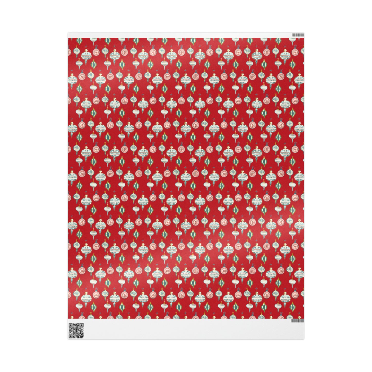 Greetings Christmas Ornaments Red Retro Christmas Style Gift Wrap Paper - Glossy Or Matte