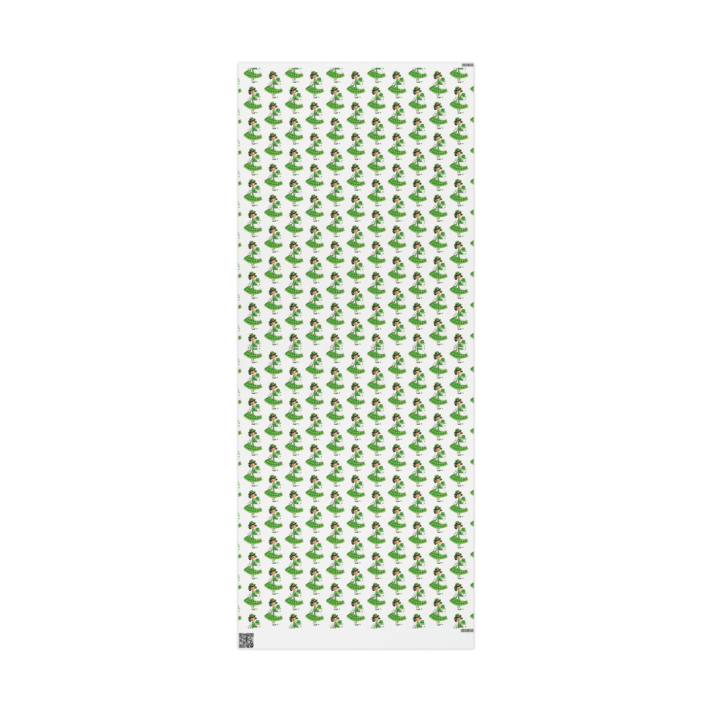 St Patrick's Day Girl Four Leaf Clovers Retro St Patrick's Day Print Holiday Gift Wrap Paper - Glossy Or Matte