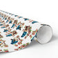 Spring Bluebirds Retro Print Holiday Gift Wrap Paper - Glossy Or Matte