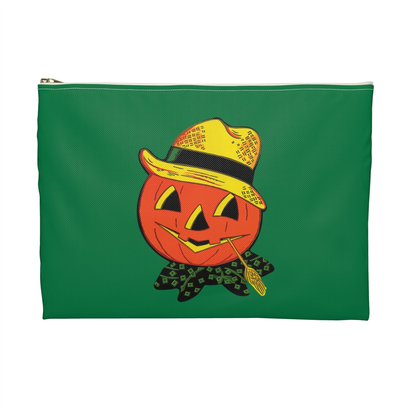 Halloween Scarecrow With Wheat Retro Halloween Print Polyester Accessory Pouch Travel Bag