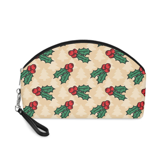 Cute Christmas Holly Christmas Travel Cosmetic Makeup Bag