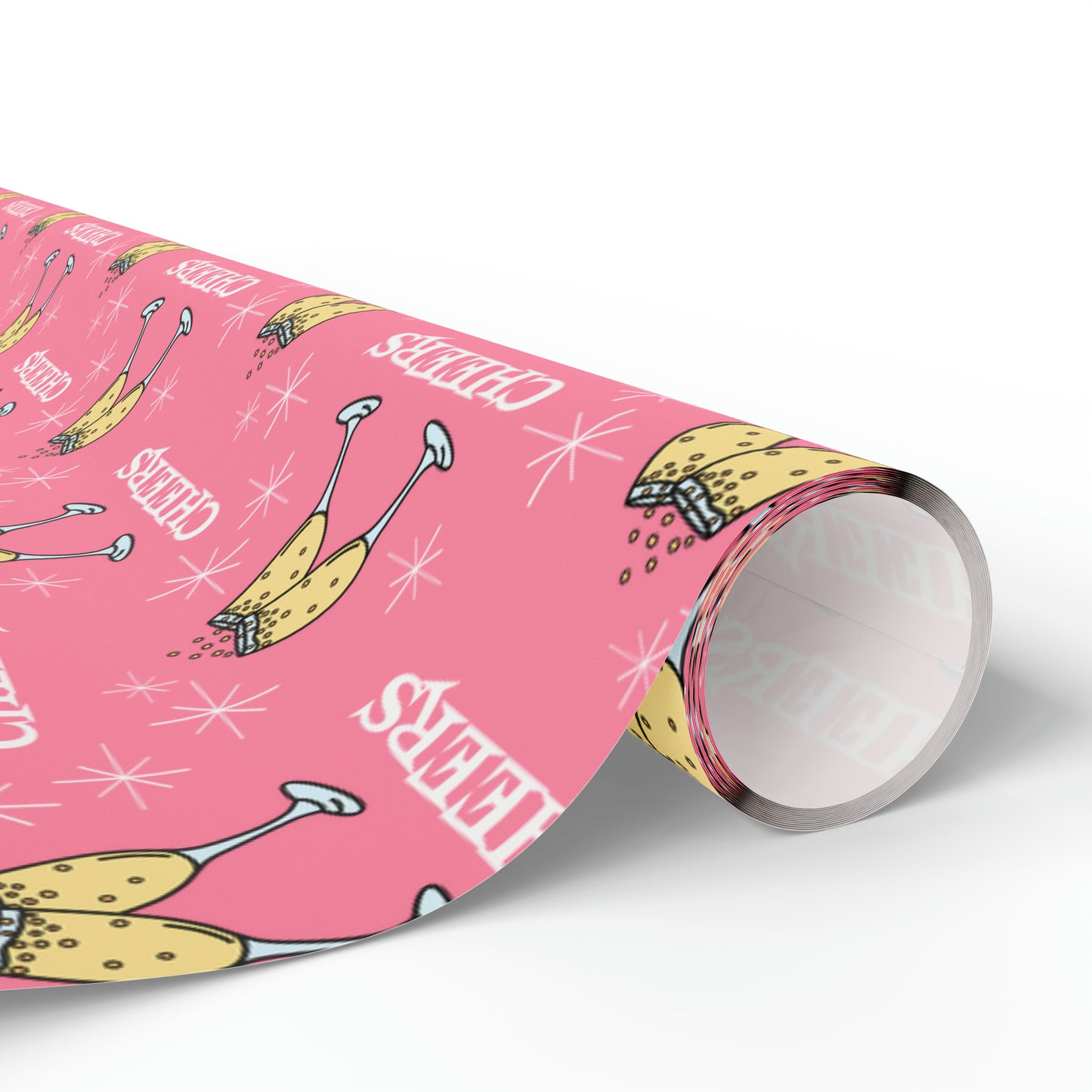 Cheers Champagne Pink Atomic Retro Style Congratulations Gift Wrap Paper - Glossy Or Matte