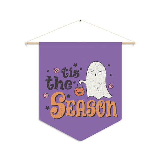 Tis The Season Trick Or Treat Ghost Distressed Halloween Print Wall Hanging Banner Flag