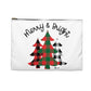 Merry And Bright Buffalo Checkered Trees Christmas Print Polyester Accessory Pouch Travel Bag