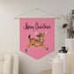 Merry Christmas Reindeer Mid Century Retro Pink Christmas Print Wall Hanging Banner Flag