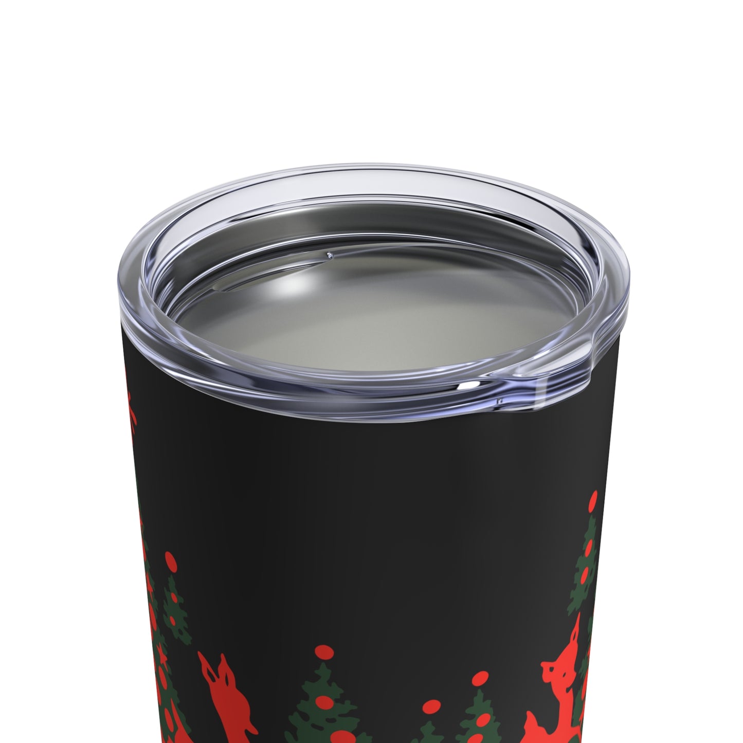 Red Reindeer Christmas Trees Mid Century Retro Christmas Print Stainless Steel Tumbler 10oz