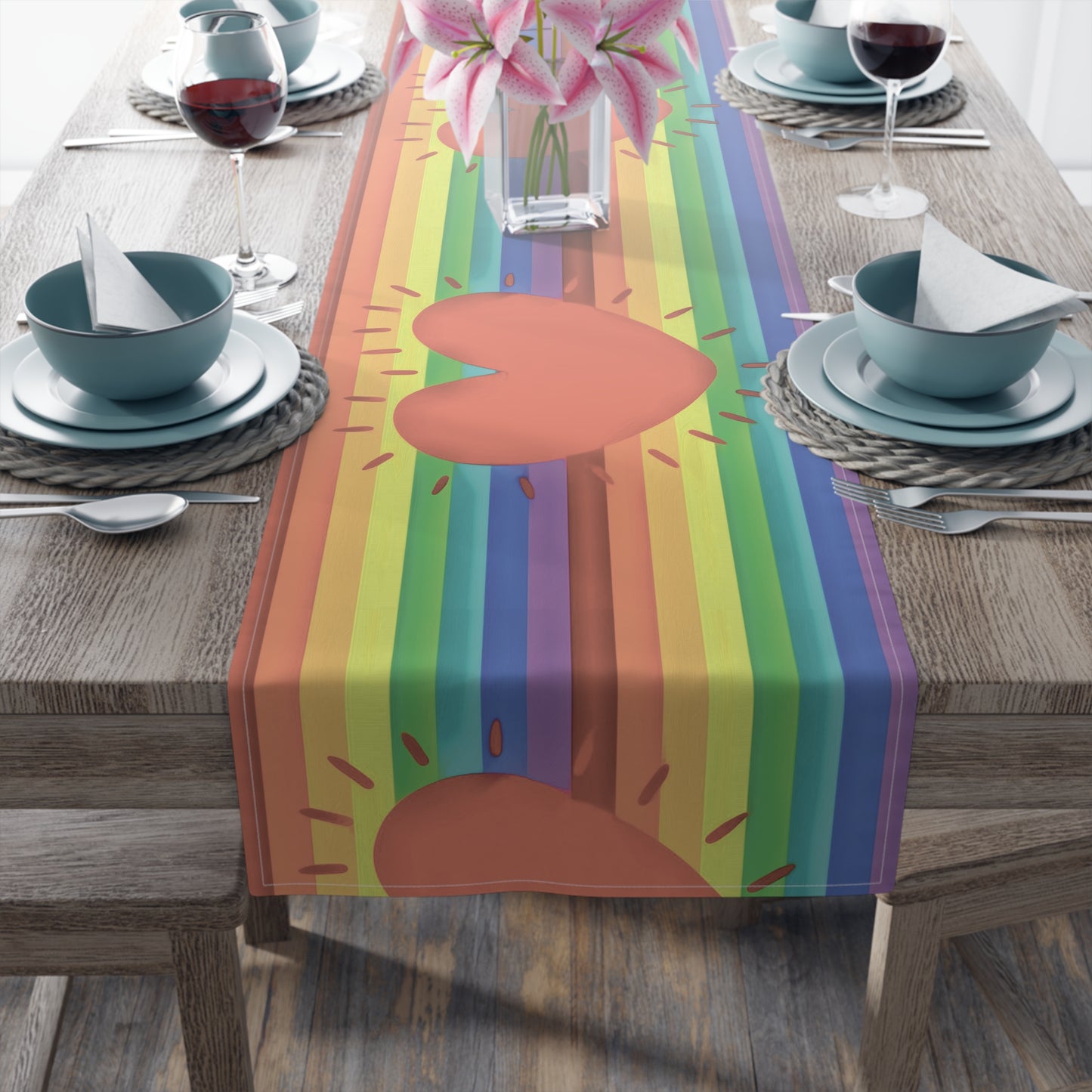 Rainbow Love Pride Cotton Poly Table Runner