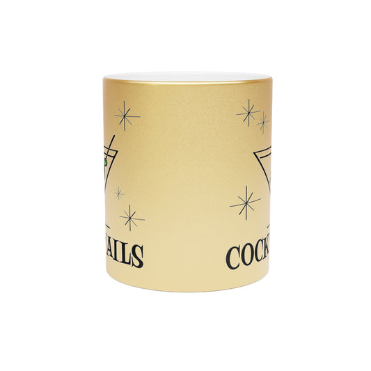 Martini Cocktails Atomic Retro Style Gold Metallic Mug