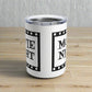 This 10 ounce stainless steel glossy tumbler has a black and white theme with retro atomic era lettering that says Movie Night with a film strip around the lettering.