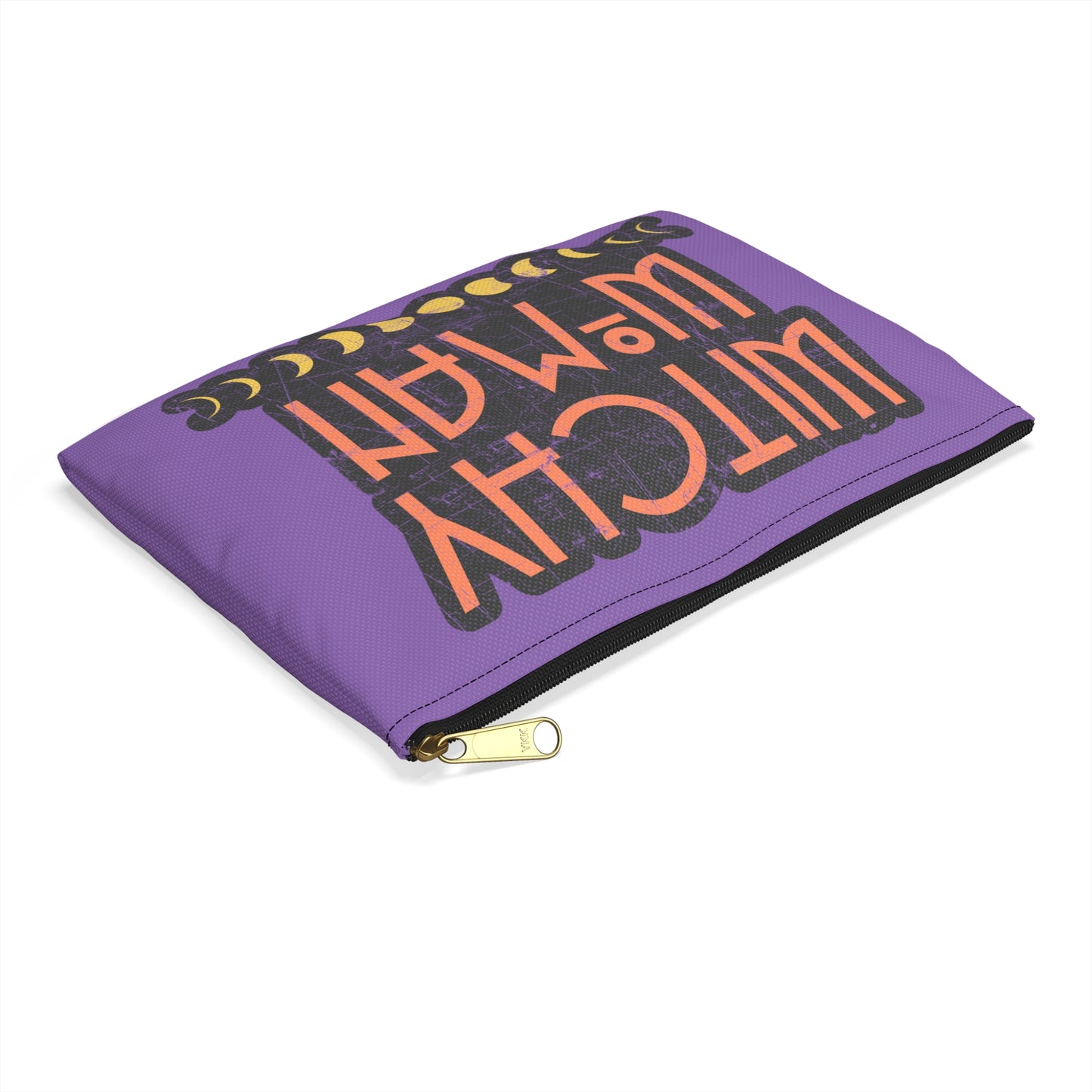 Witchy Woman Moons Distressed Celestial Halloween Print Polyester Accessory Pouch Travel Bag