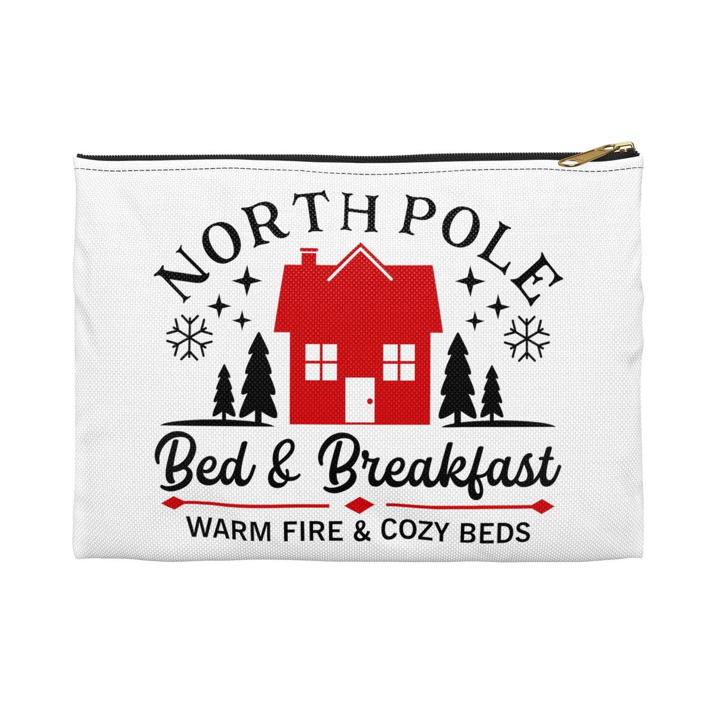 North Pole Bed And Breakfast Christmas Print Polyester Accessory Pouch Travel Bag