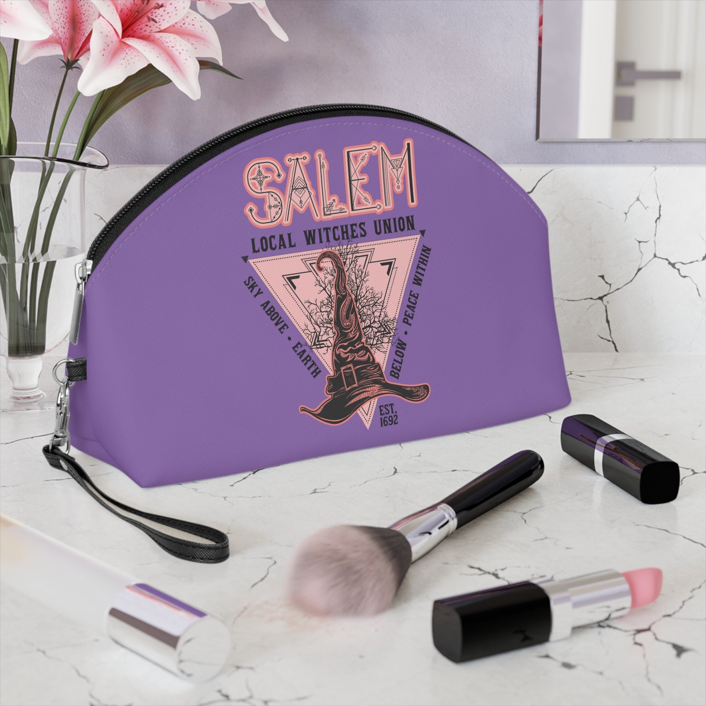 Salem Witches Union Purple Halloween Travel Cosmetic Makeup Bag