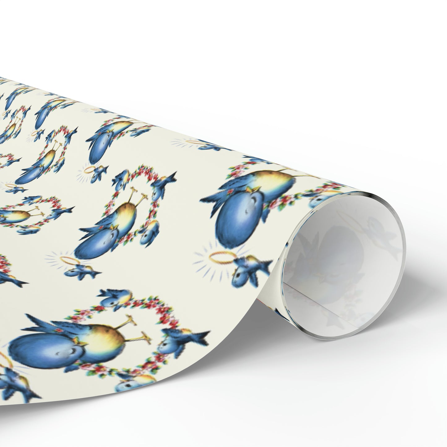 Mama Bluebird With Babies Retro Mother's Day Print Holiday Gift Wrap Paper - Glossy Or Matte