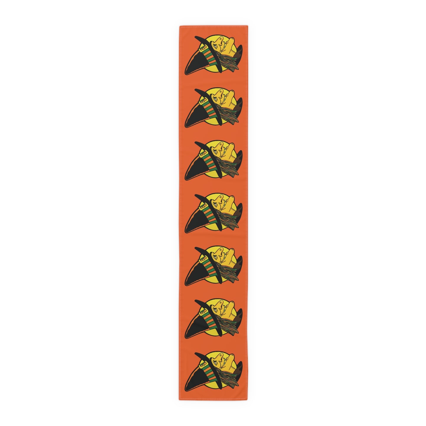 Halloween Witch Retro Halloween Print Orange Cotton Table Runner