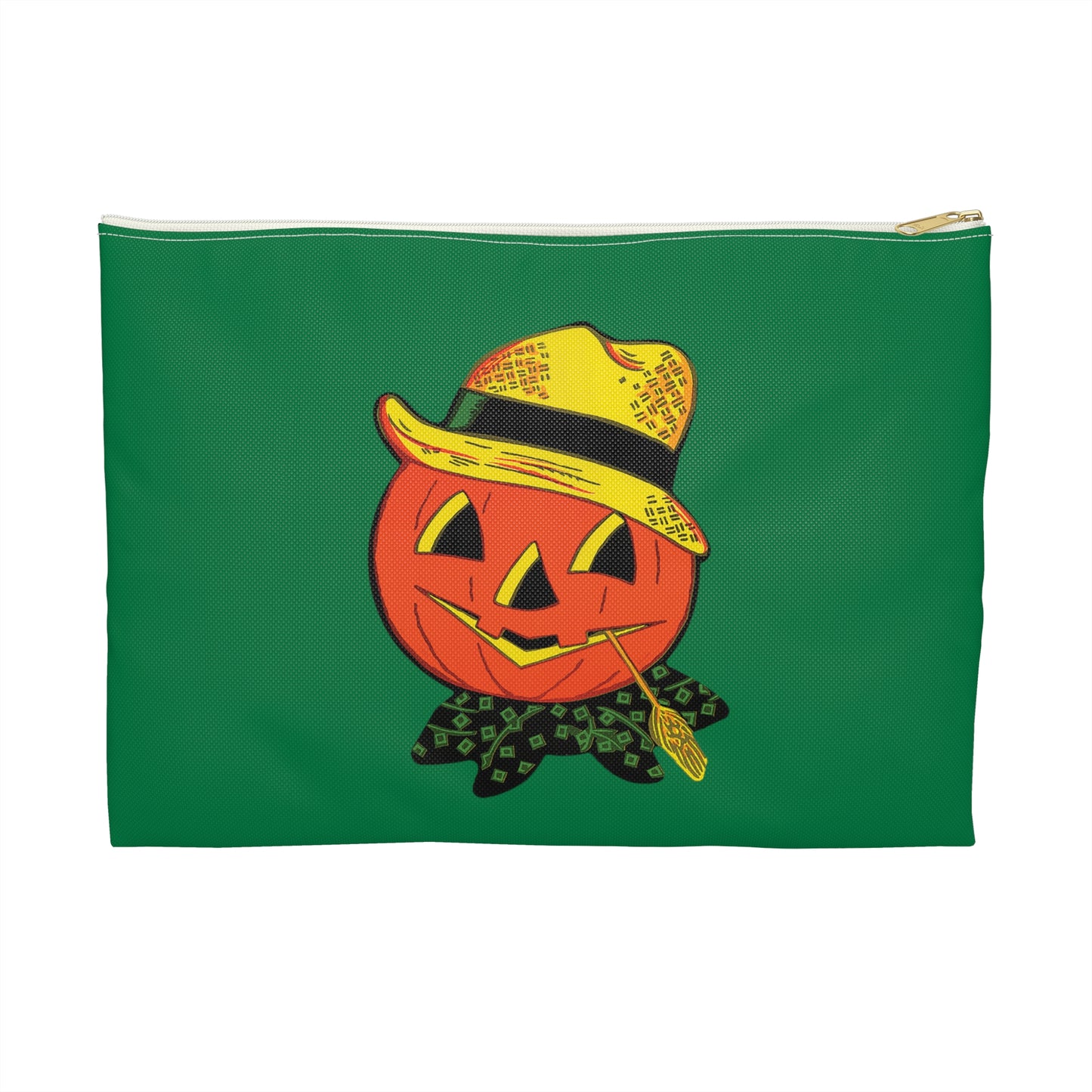 Halloween Scarecrow With Wheat Retro Halloween Print Polyester Accessory Pouch Travel Bag