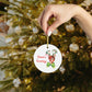 Season's Greetings Reindeer Mid Century Retro Christmas Print Glass Ornament