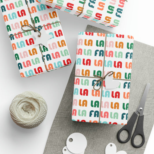 Fa La La La Retro Style Christmas Print Holiday Gift Wrap Paper - Glossy Or Matte