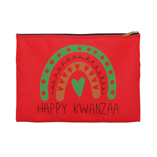 Happy Kwanzaa Rainbow Red Polyester Accessory Pouch Travel Bag