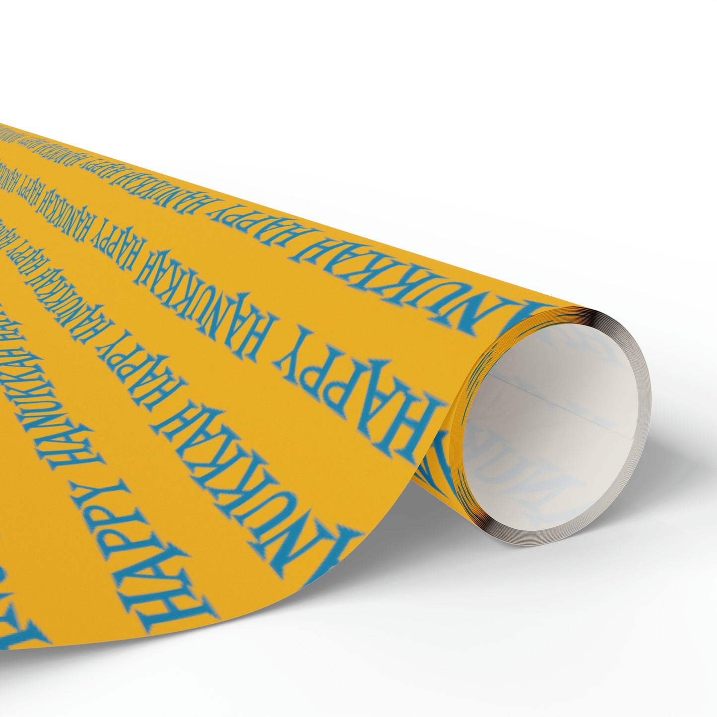 Happy Hanukkah Yellow And Blue Atomic Retro Style Holiday Gift Wrap Paper - Glossy Or Matte