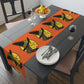 Halloween Witch Retro Halloween Print Orange Cotton Table Runner