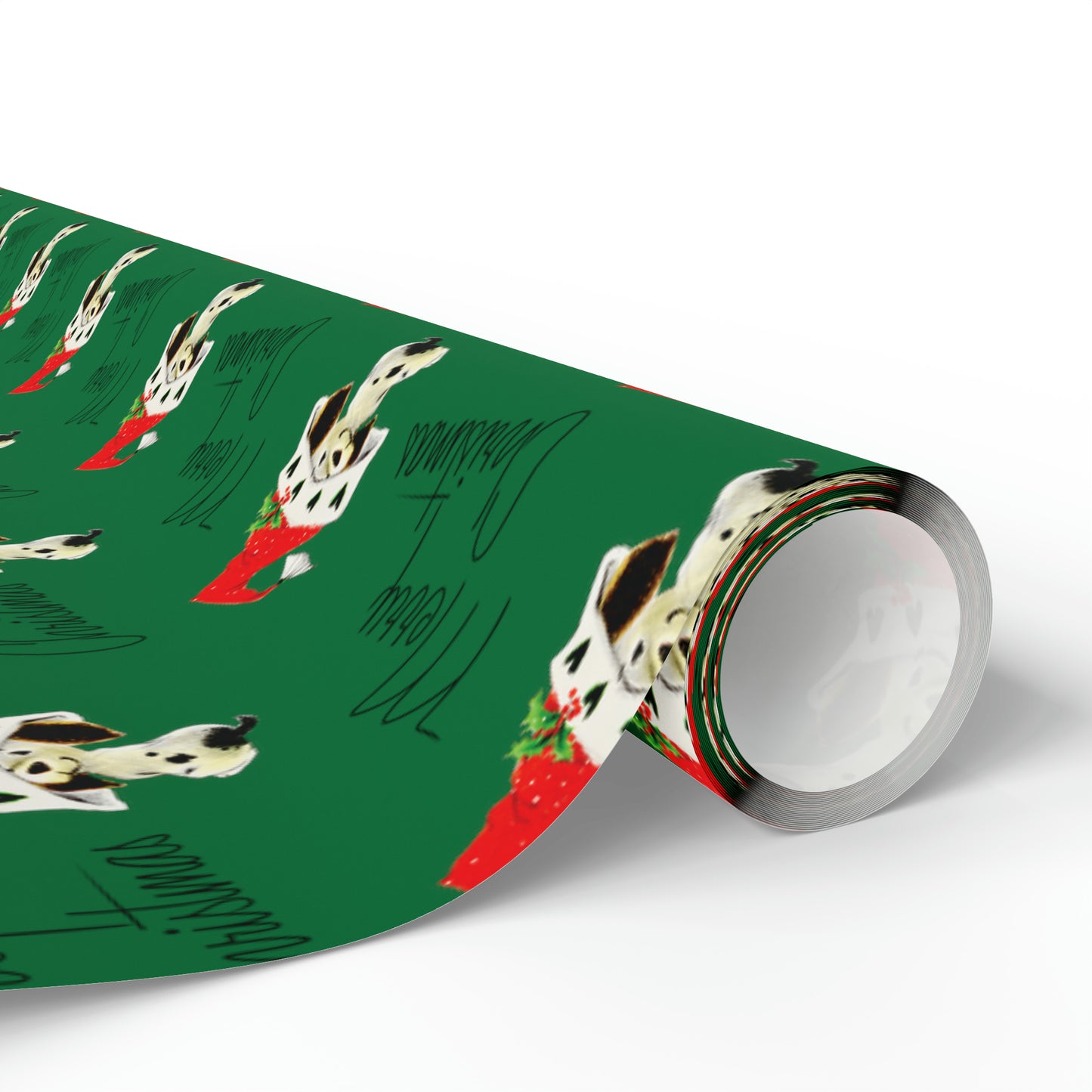 Merry Christmas Dalmation In A Santa Hat Mid Century Retro Christmas Print Holiday Gift Wrap Paper - Glossy Or Matte