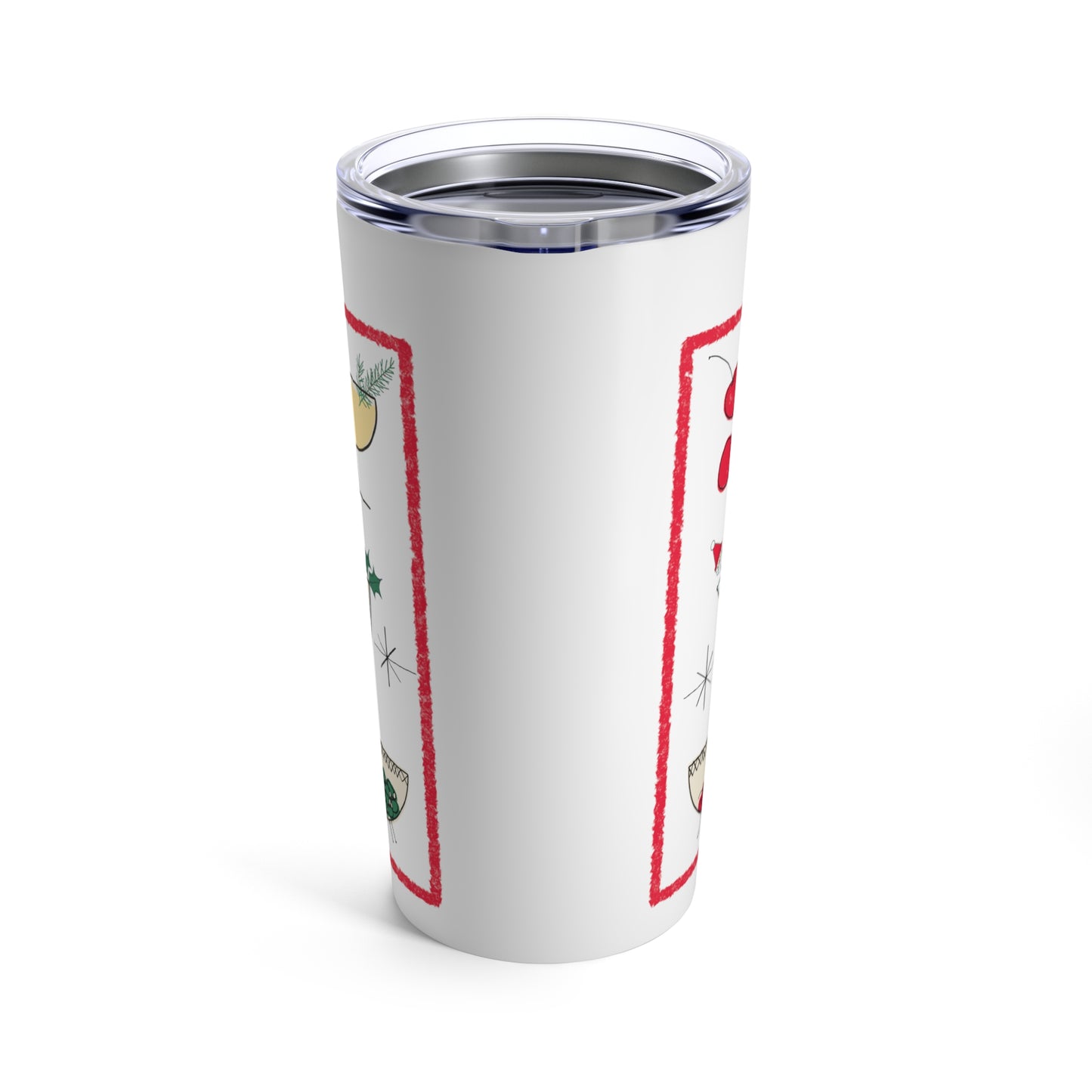 Christmas Cocktails Mid Century Retro Christmas Print Stainless Steel Tumbler 20oz